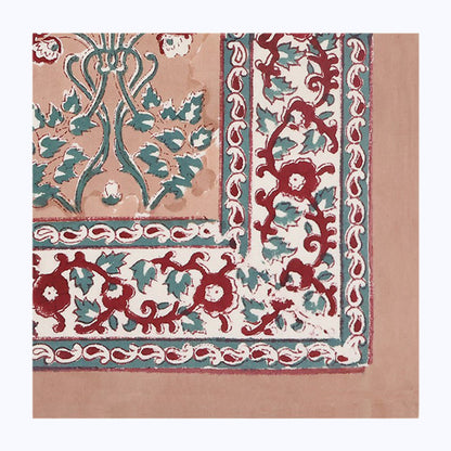 Red and Brown Handcrafted Block Printed Set Of 4 Cotton Napkins - My Store