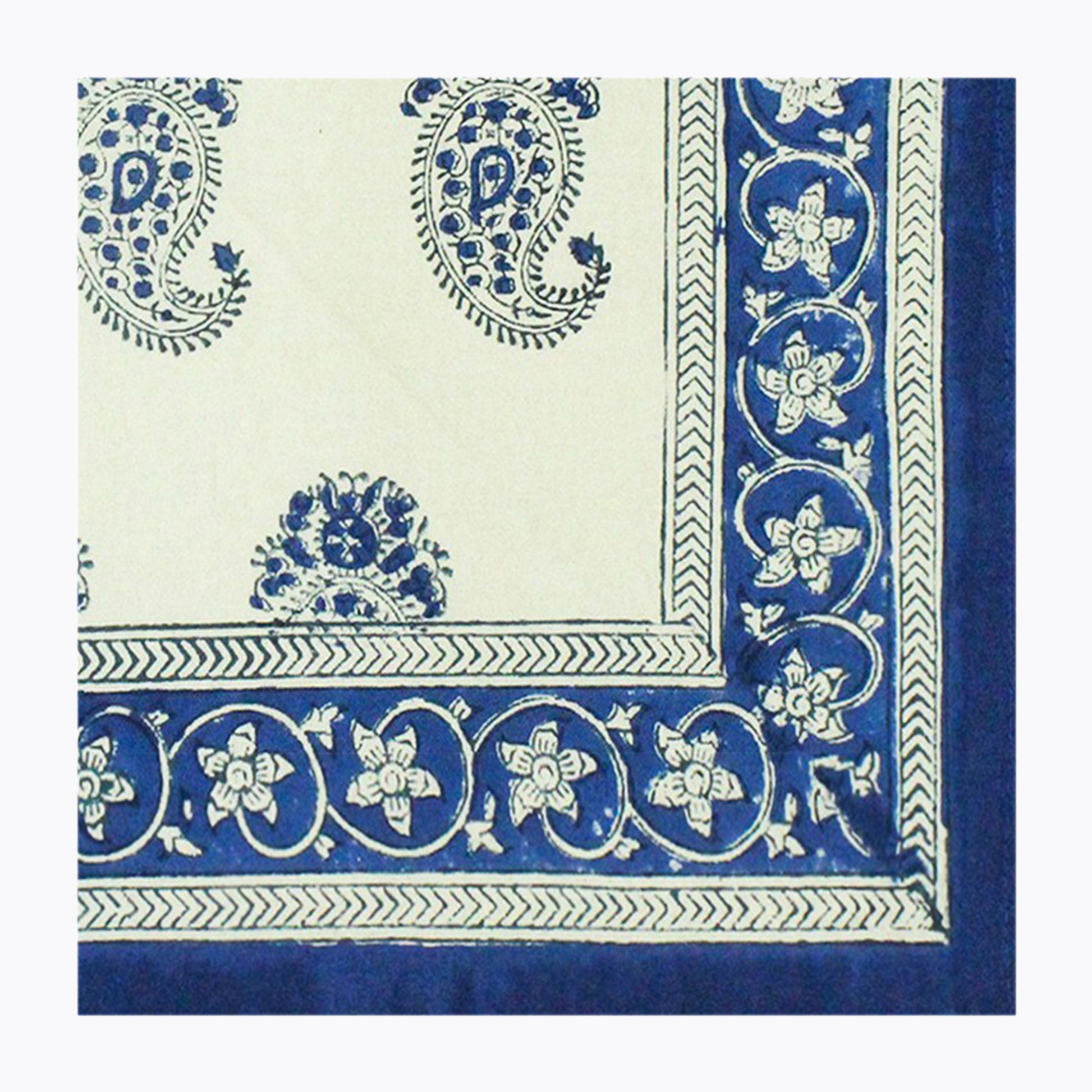 Handmade Block Printed Set Of 4 Blue and White Napkins - My Store