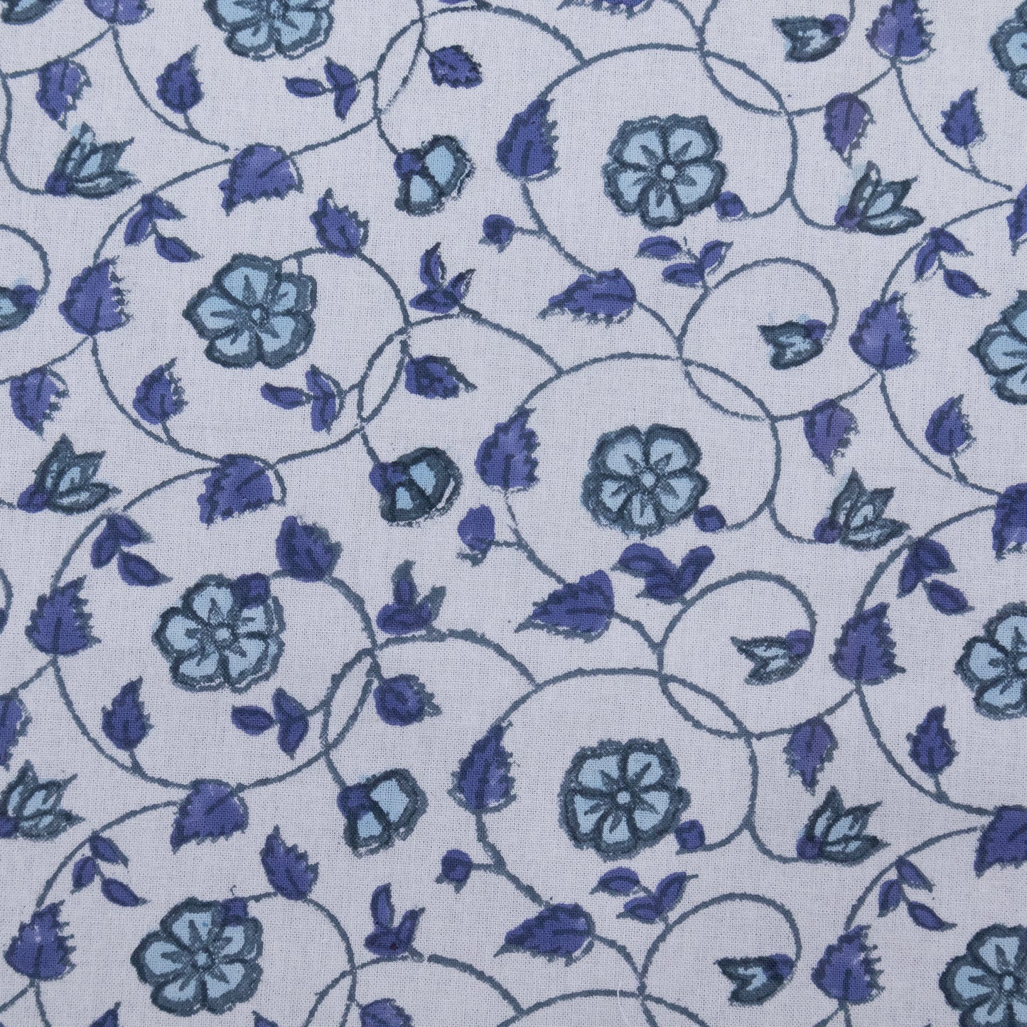 Cotton Bedsheet – Hand Block Floral Print – Blue & White – King, Queen, Twin Sizes - My Store