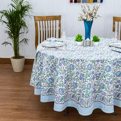 Indian Handmade Block Printed Cotton Round Tablecloth - My Store