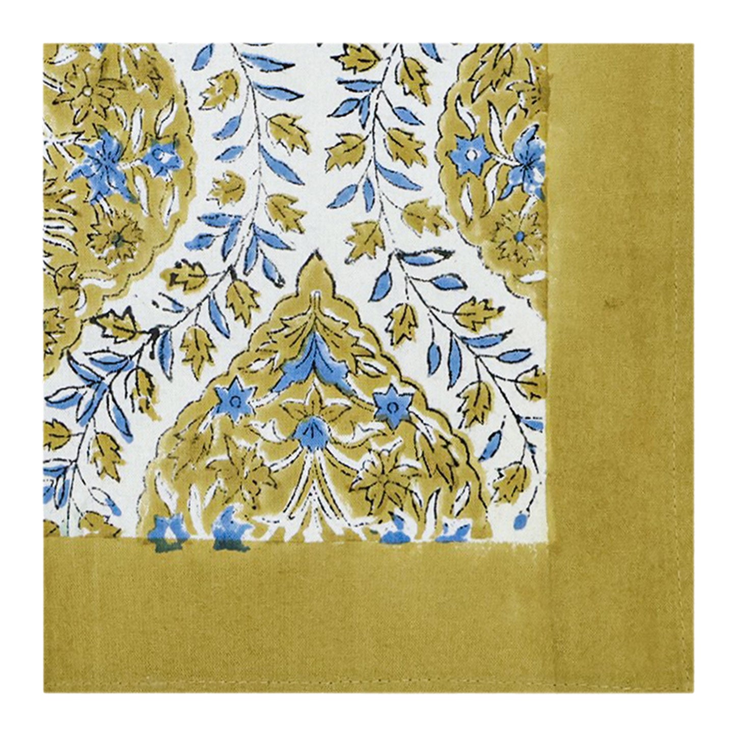 Green Handmade Block Printed Cotton Napkins Set Of 4 - My Store