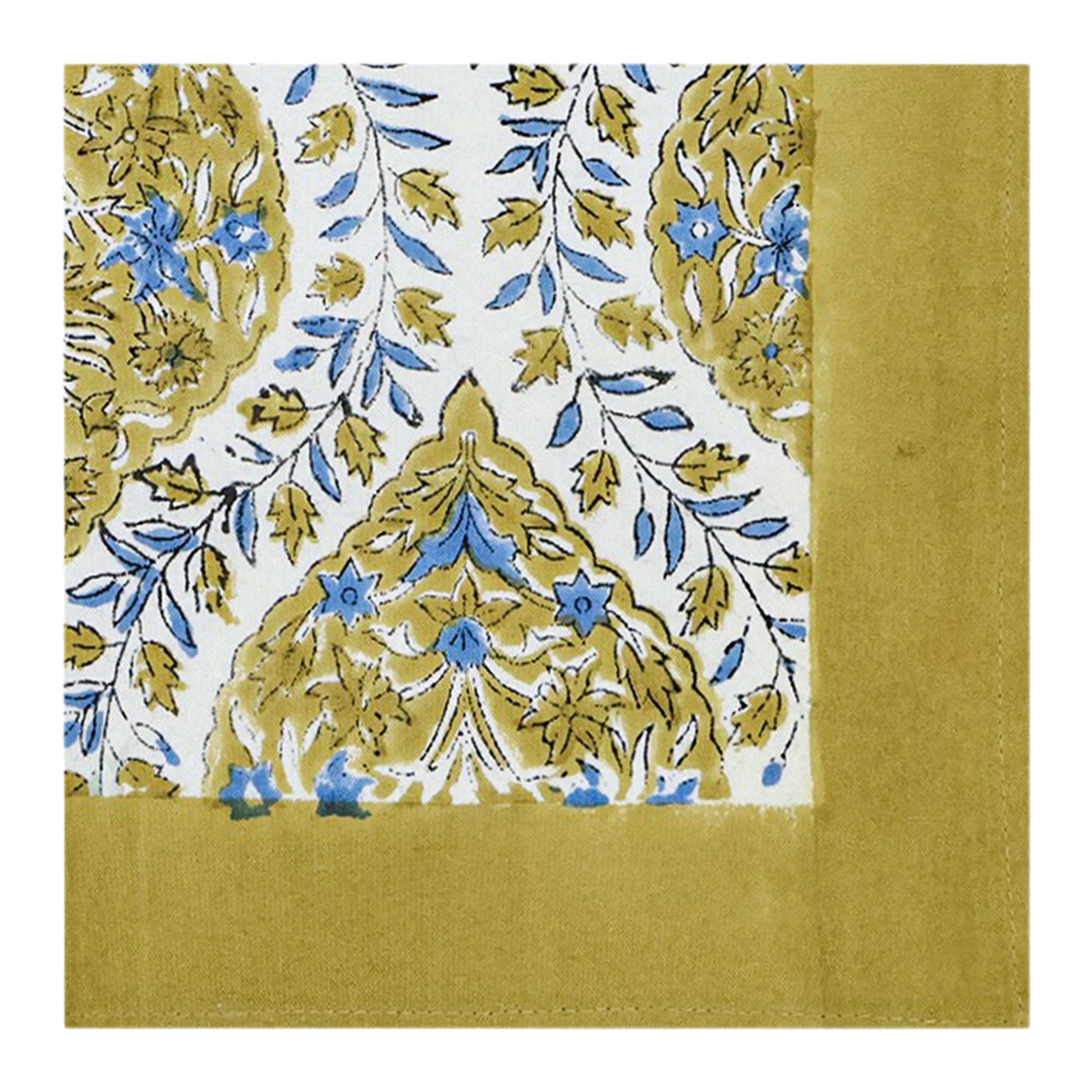 Green Handmade Block Printed Cotton Napkins Set Of 4 - My Store