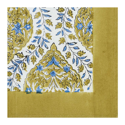 Green Handmade Block Printed Cotton Napkins Set Of 4 - My Store