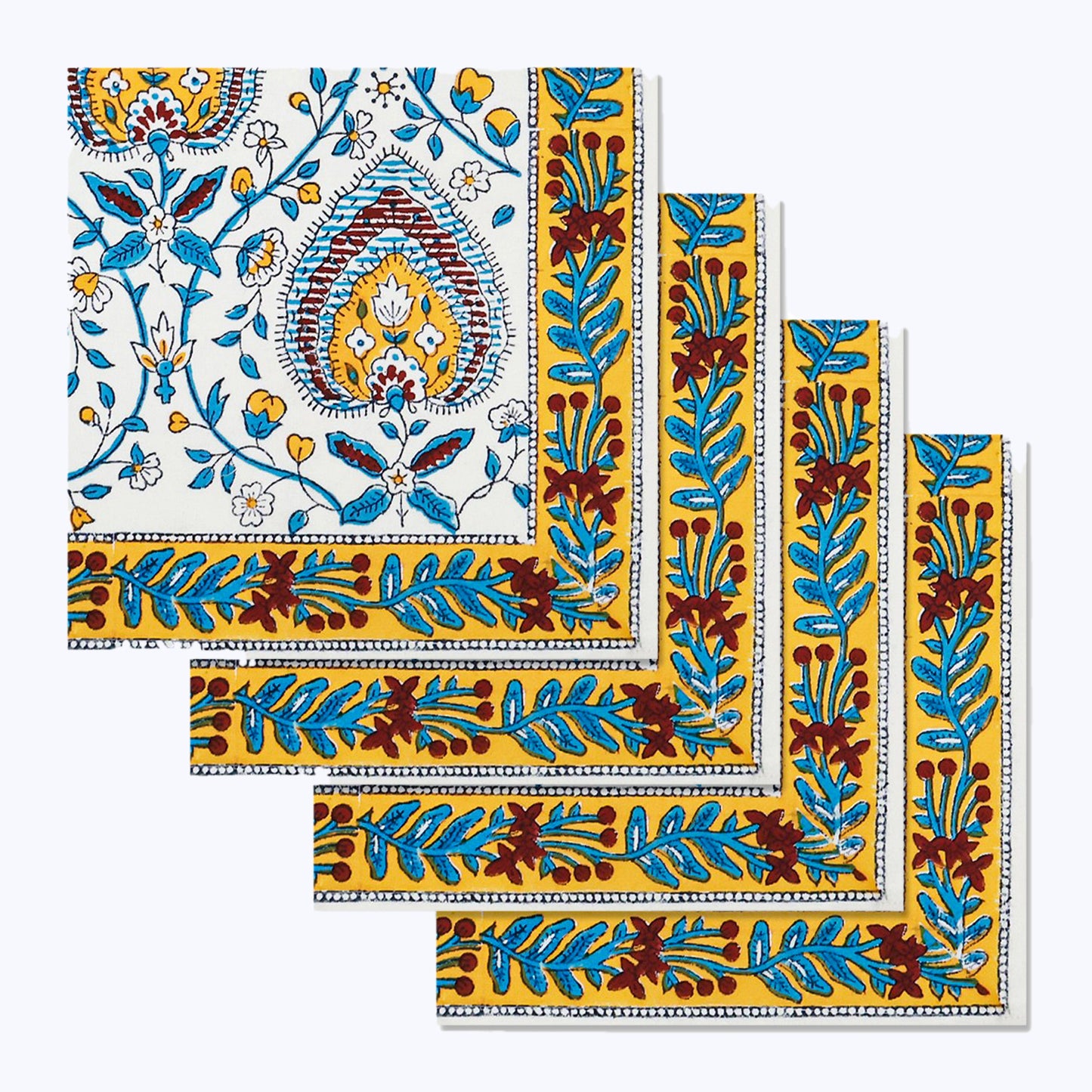 Indian Hand Block Printed Cotton Napkins Set Of 4 - My Store