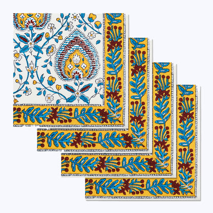 Indian Hand Block Printed Cotton Napkins Set Of 4 - My Store
