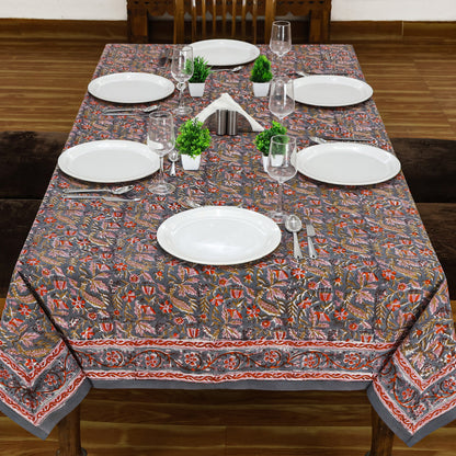 Hand Block Printed Floral Pattern Rectangle Dinning Tablecloth - My Store