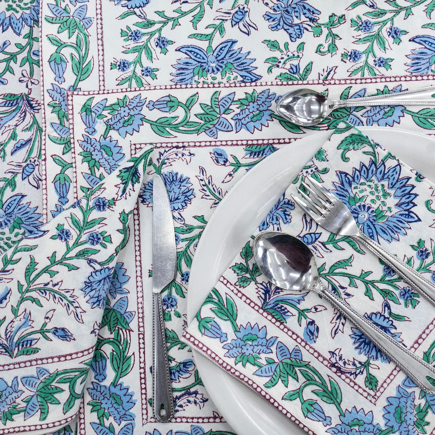 Indian Handmade Block Printed Cotton Round Tablecloth - My Store