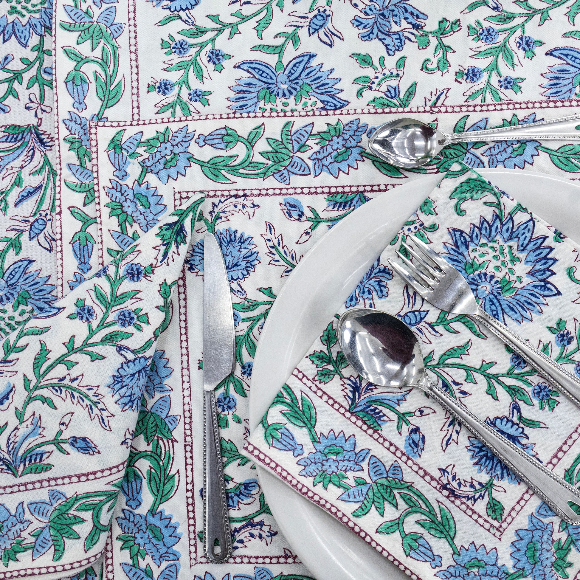 Indian Handmade Block Printed Cotton Round Tablecloth - My Store