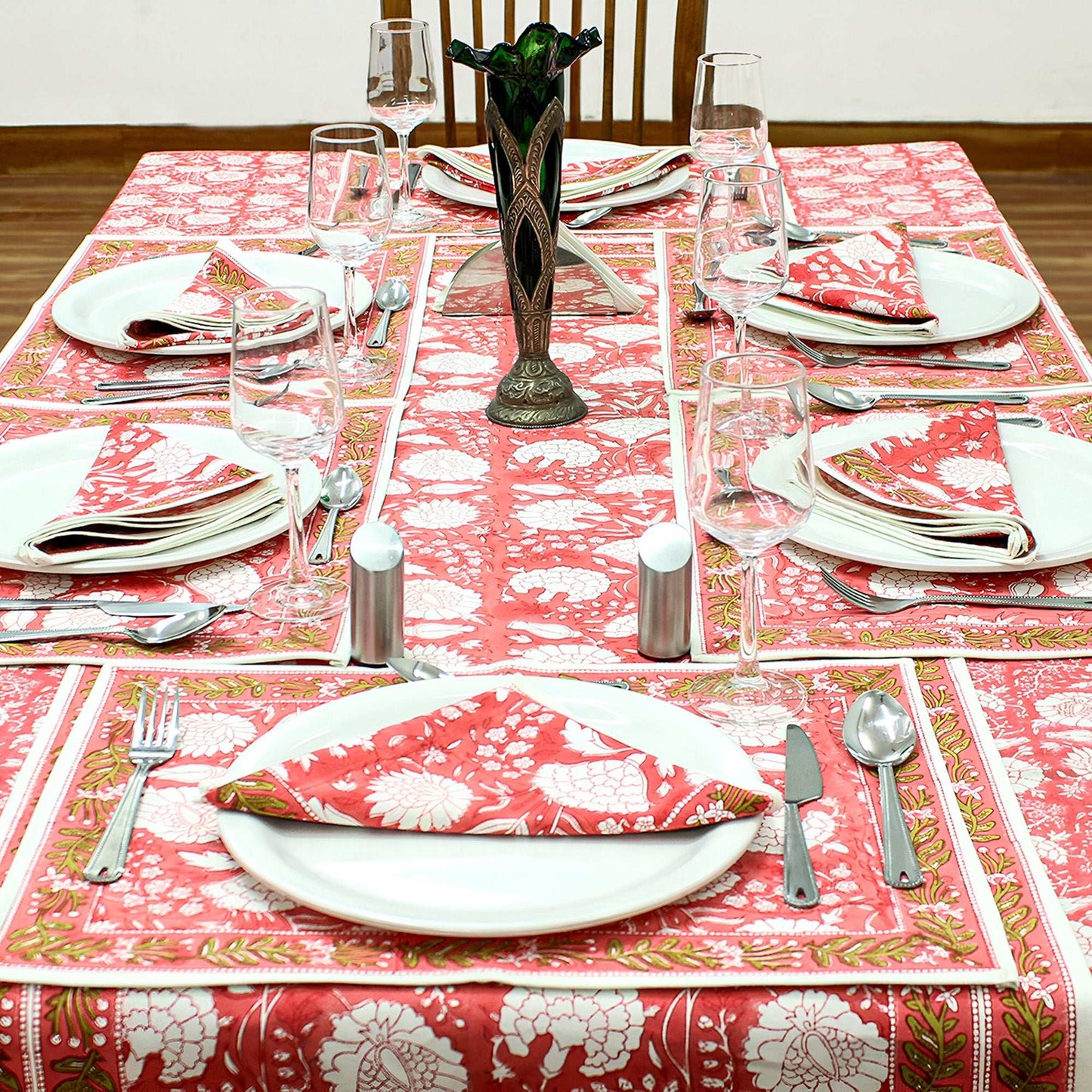 Red and White Handmade Table Cover, Linens Dining Table Cloth - My Store