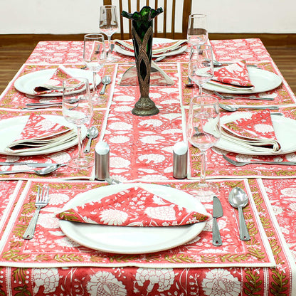 Red and White Handmade Table Cover, Linens Dining Table Cloth - My Store
