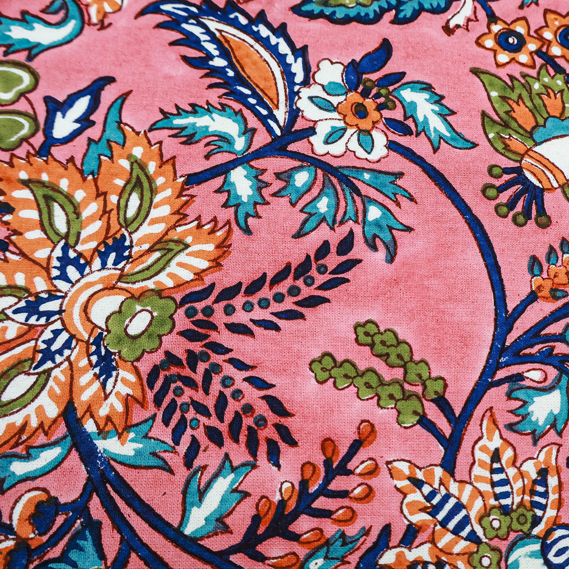 Pink and Blue Hand Block Printed Cotton Napkins Set Of 4 - My Store