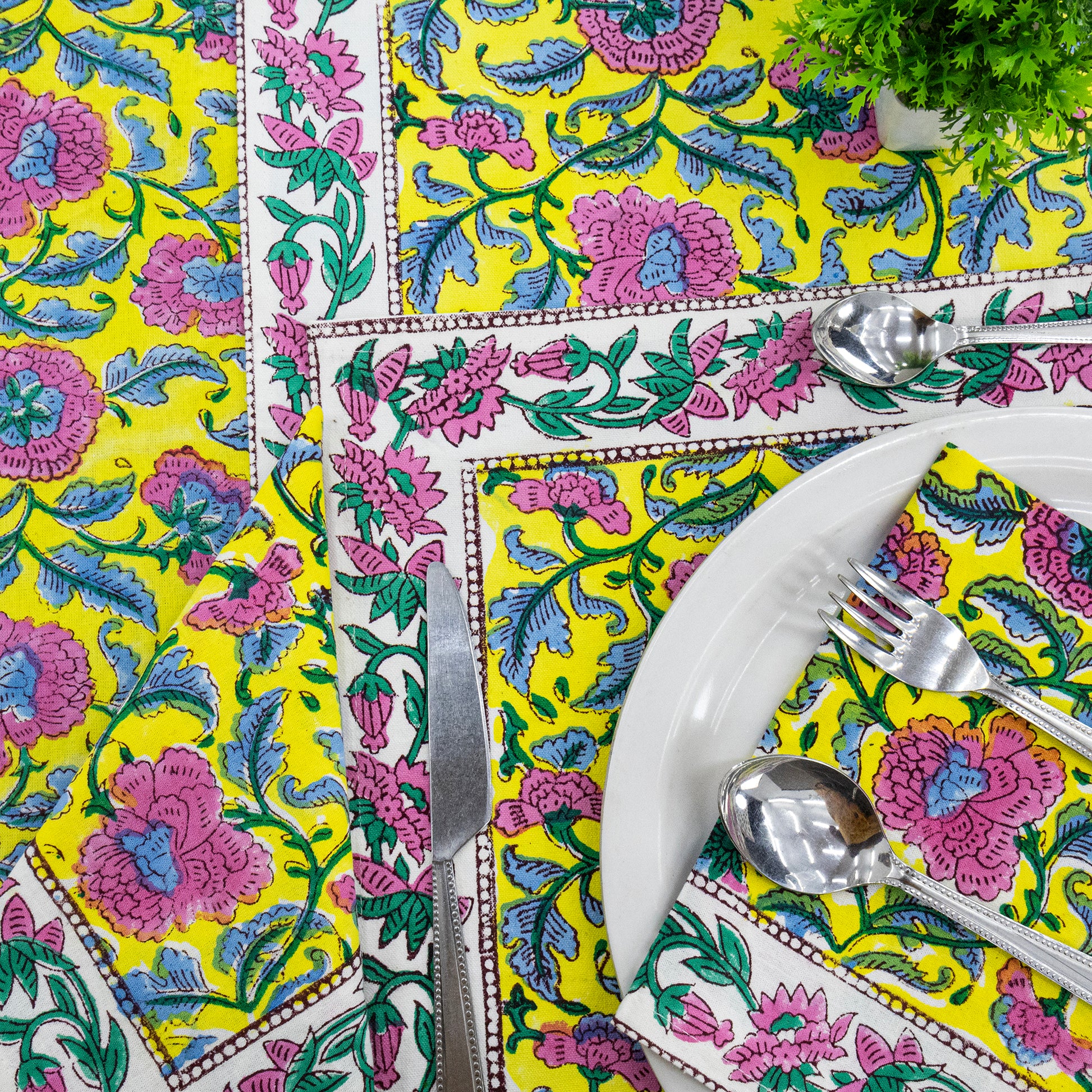 Handmade Block Printed Cotton Tablecloth - My Store