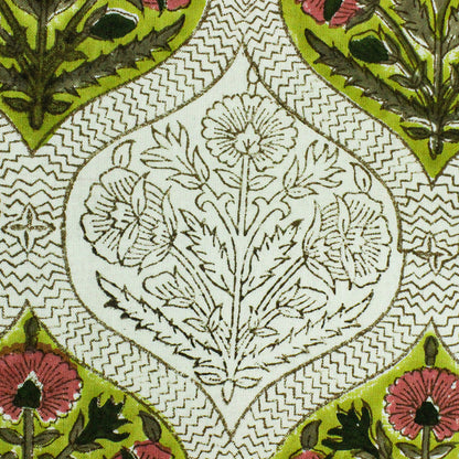 Yellow and Pink Set Of 4 Cotton Block Printed Napkins - My Store