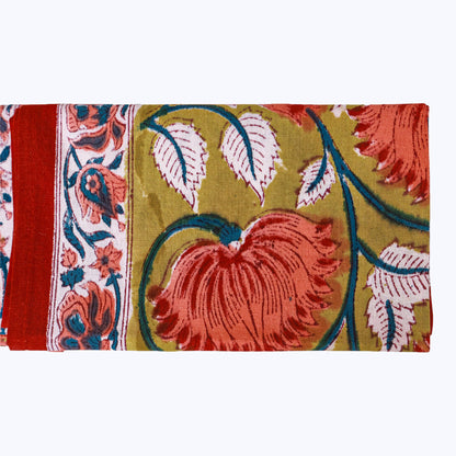 Red and Pink Handmade Block Printed Cotton Napkin Set Of 4 - My Store