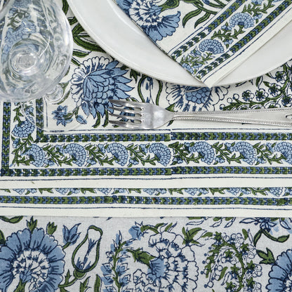 Blue and White Floral Table Cloth - Luxury Round Table Cloth - Valentine Table Cover - My Store