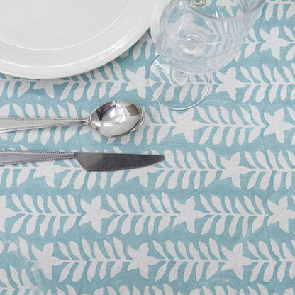 Blue and Green Handmade Block Printed Cotton Tablecloth - My Store