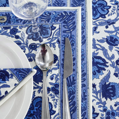 Block Printed Round Tablecloth, Indian Floral Printed Round Table Cover - My Store