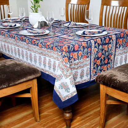Floral Block Printed Table Cloth For Dinning Decoration - My Store