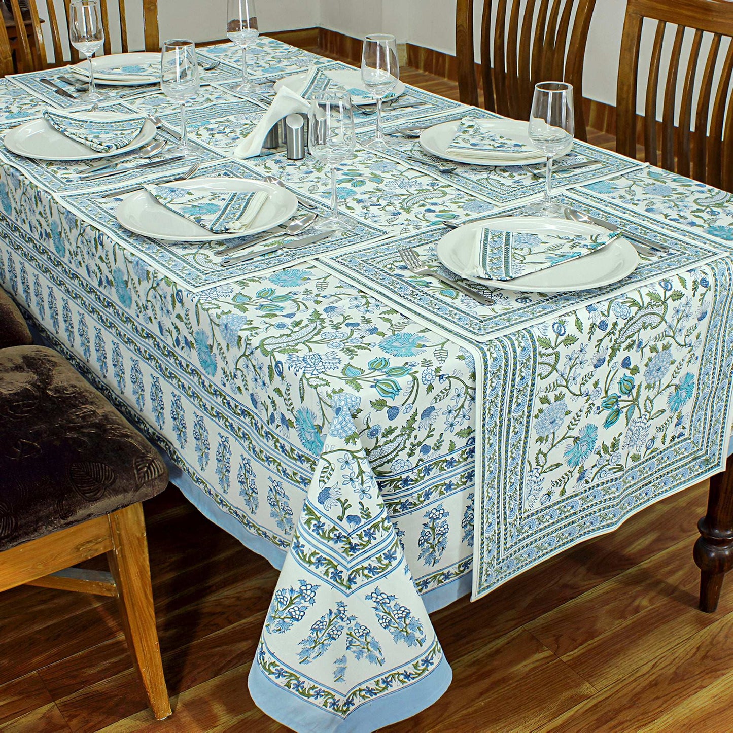 Indian Cotton Block Printed Table Cloth For Dinning Decor - My Store