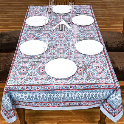 Indian Handmade Table Cloth - Cotton Block Printed Rectangle Table Cover - My Store