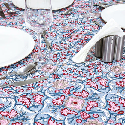 Indian Handmade Table Cloth - Cotton Block Printed Rectangle Table Cover - My Store