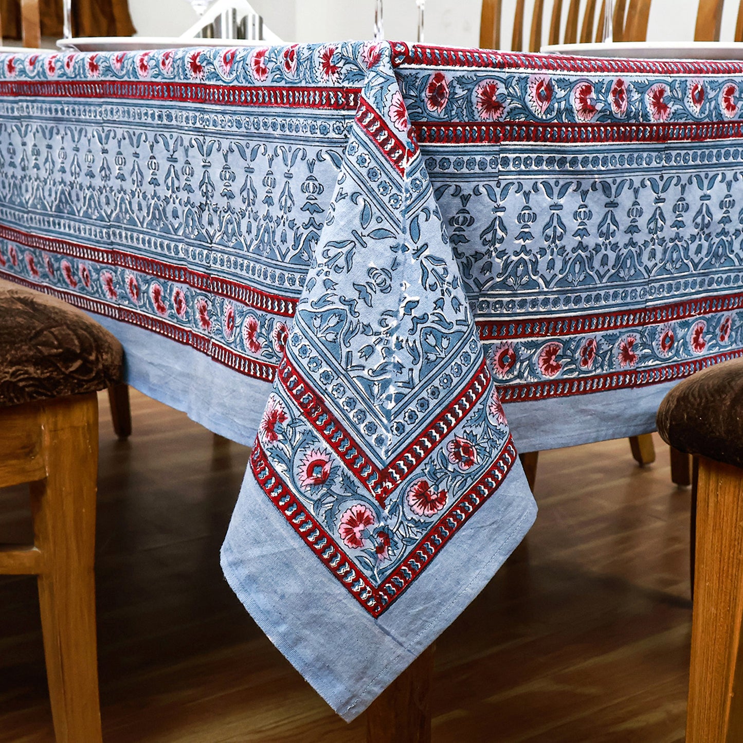Indian Handmade Table Cloth - Cotton Block Printed Rectangle Table Cover - My Store