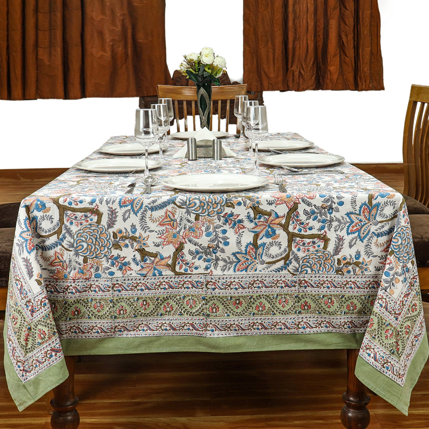 Multicolor Rectangle Tablecloth - Dining Table Linen - Cotton Table Cover - My Store