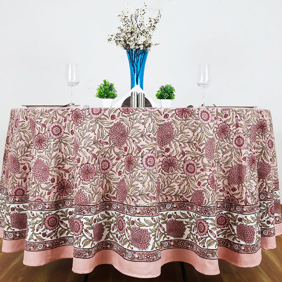 Handmade Block Printed Cotton Round Tablecloth - My Store
