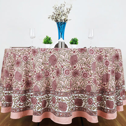 Handmade Block Printed Cotton Round Tablecloth - My Store