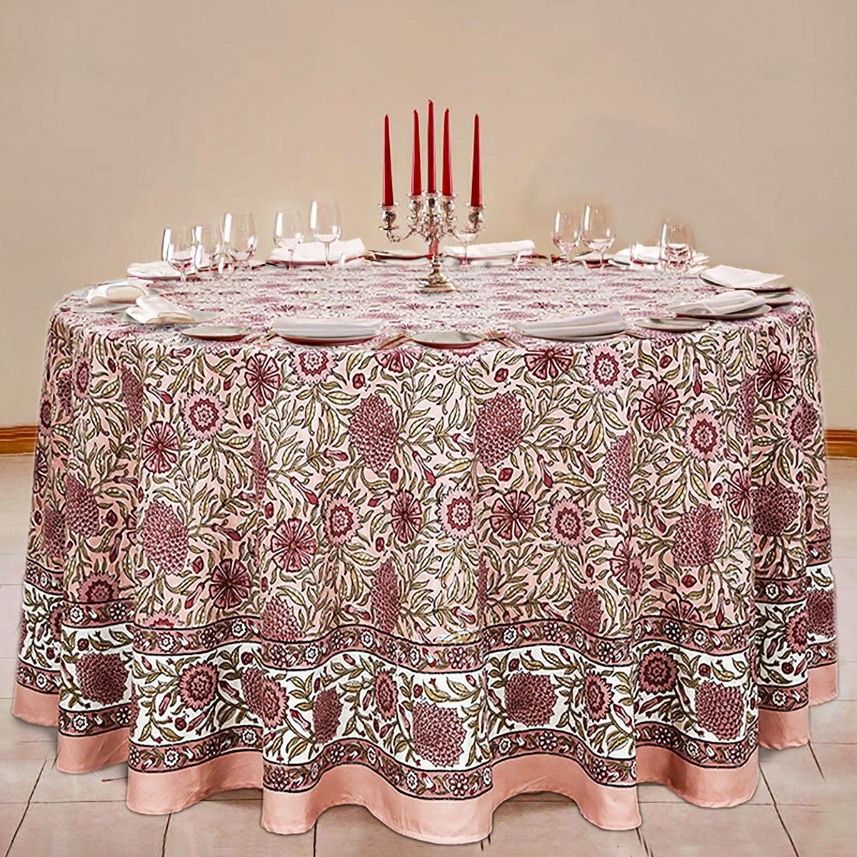 Handmade Block Printed Cotton Round Tablecloth - My Store