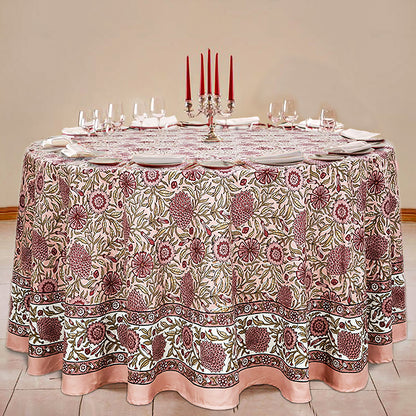 Handmade Block Printed Cotton Round Tablecloth - My Store