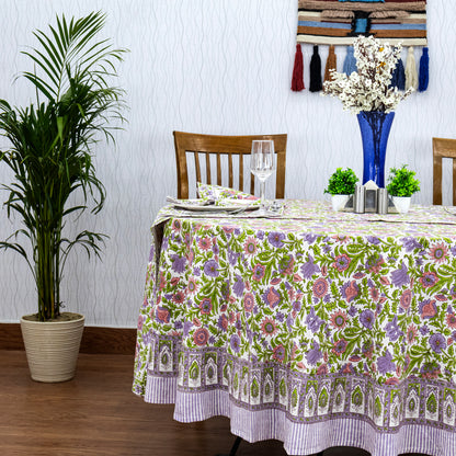 Handmade Block Printed Cotton Round Tablecloth - My Store