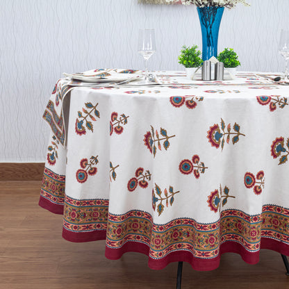 Floral Handmade Block Printed Cotton Tablecloth - My Store