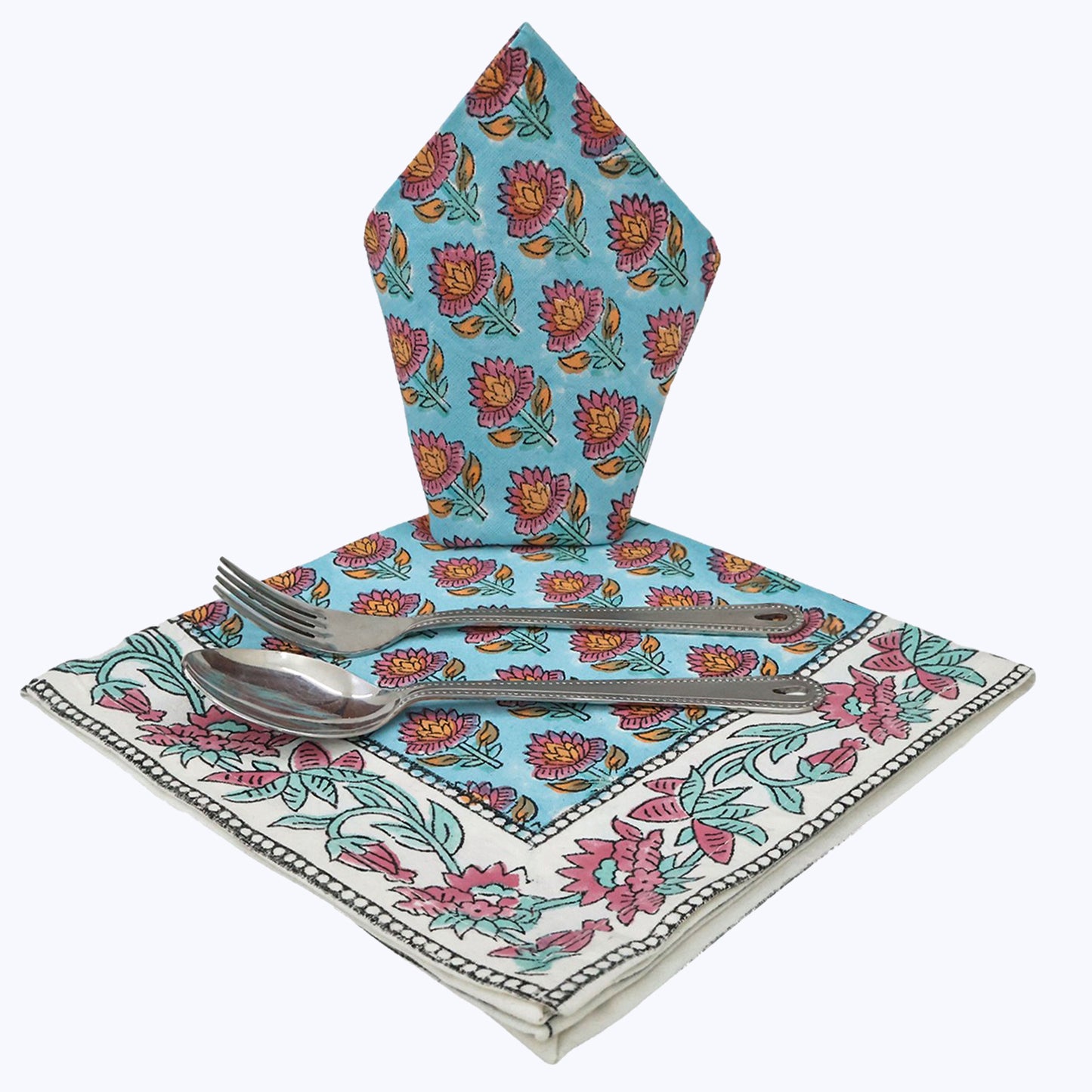 Cotton Hand Block Printed Napkins Set Of 4 Pieces - My Store