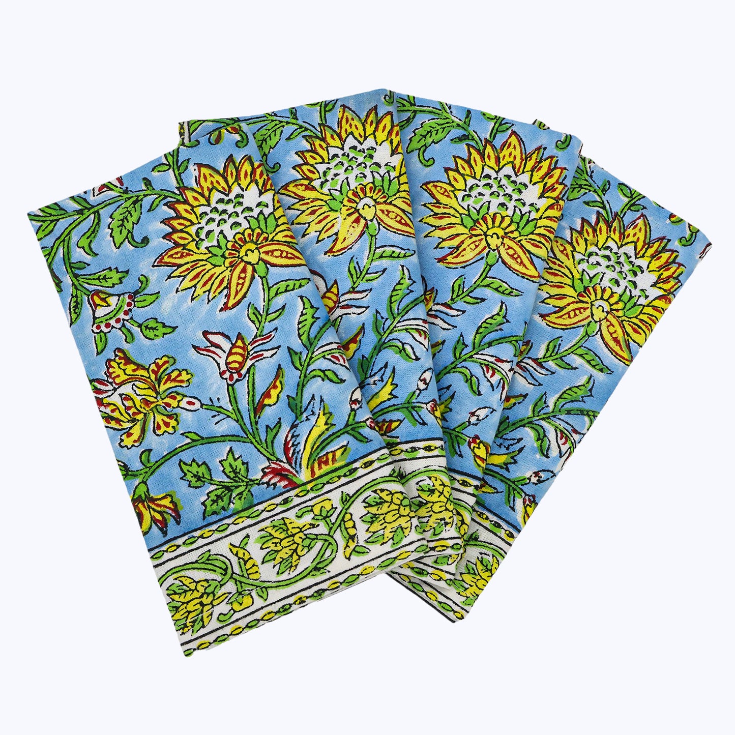 Cotton Hand Block Printed Napkins Set Of 4 - My Store