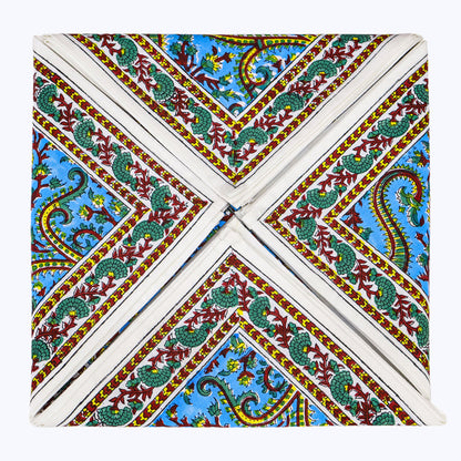 Blue and Yellow Hand Block Printed Cotton Napkins Set Of 4 - My Store