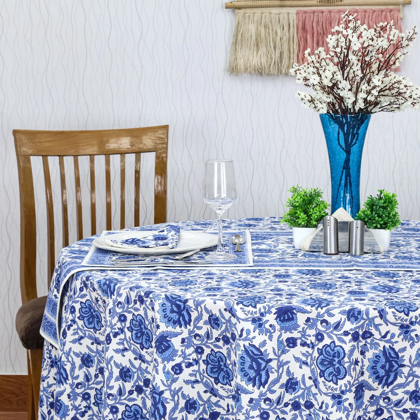 Block Printed Round Tablecloth, Indian Floral Printed Round Table Cover - My Store