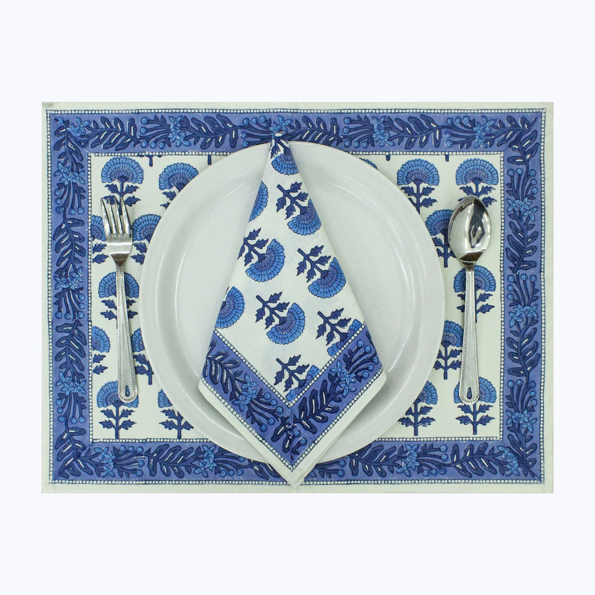Hand Block Printed Dinning Cotton Set Of 4 Table Napkins - My Store