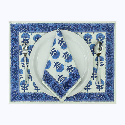 Hand Block Printed Dinning Cotton Set Of 4 Table Napkins - My Store