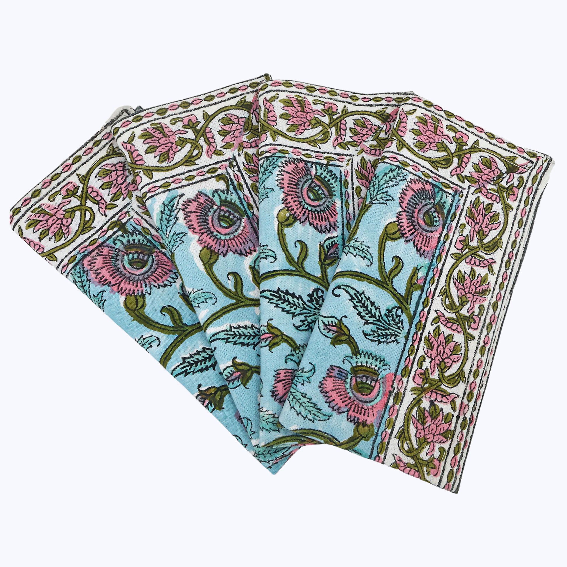 Hand Block Printed Cotton Napkins Set Of 4 - My Store