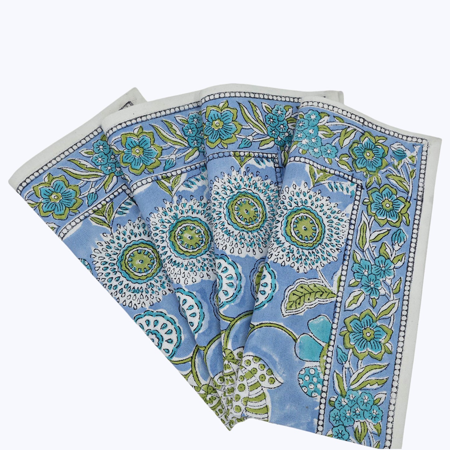 Indian Handmade Block Printed Cotton Napkins Set Of 4 - My Store