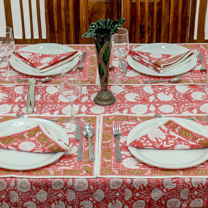 Red and White Handmade Table Cover, Linens Dining Table Cloth - My Store