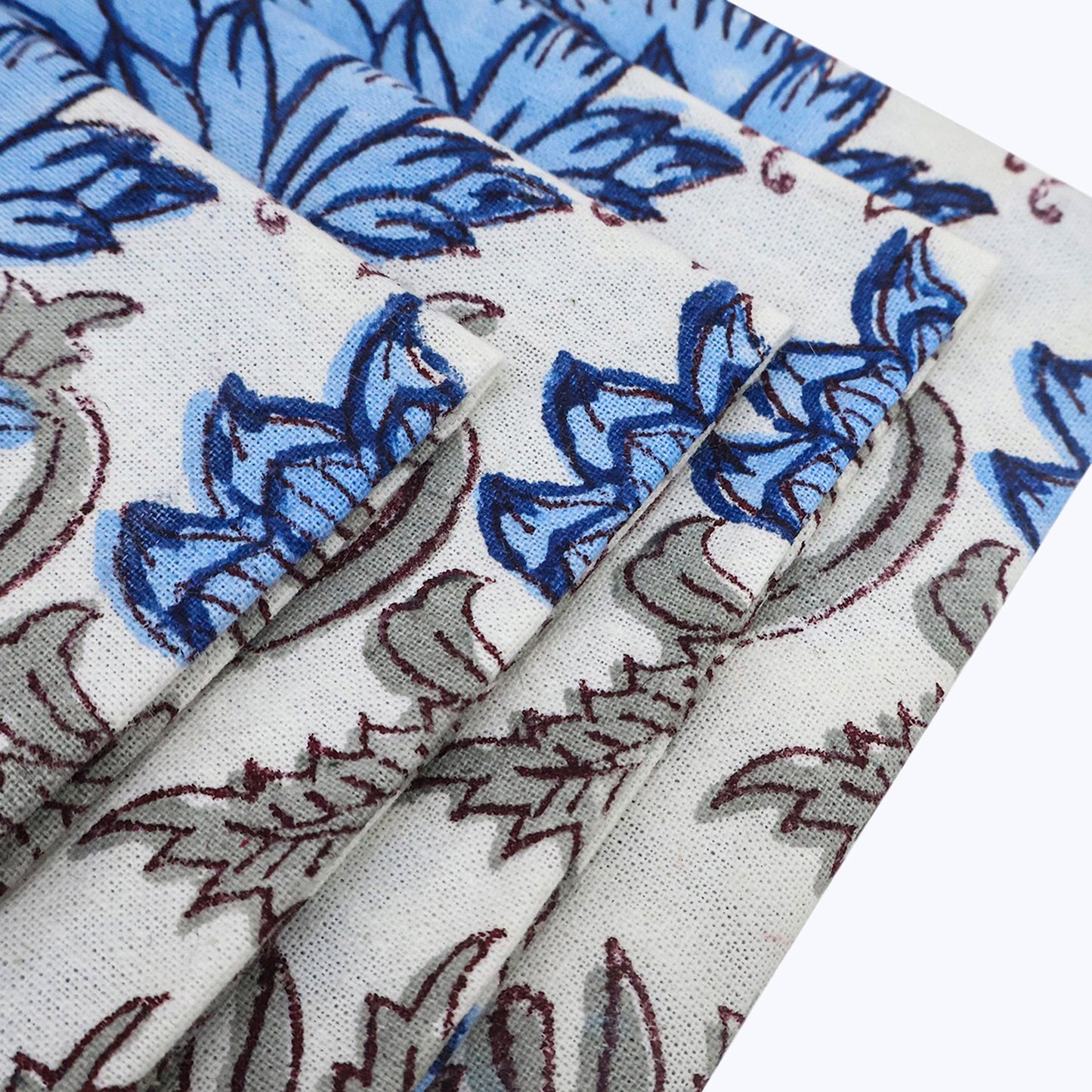 Blue and White Hand Block Printed Cotton Napkins Set Of 4 - My Store