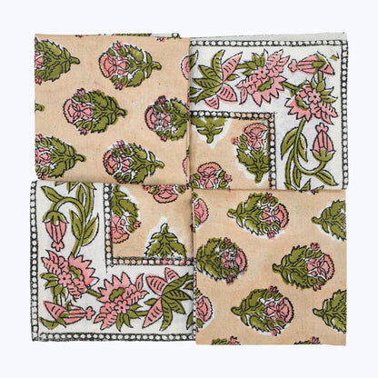 Indian Handmade Block Printed Cotton Napkins Set Of 4 - My Store