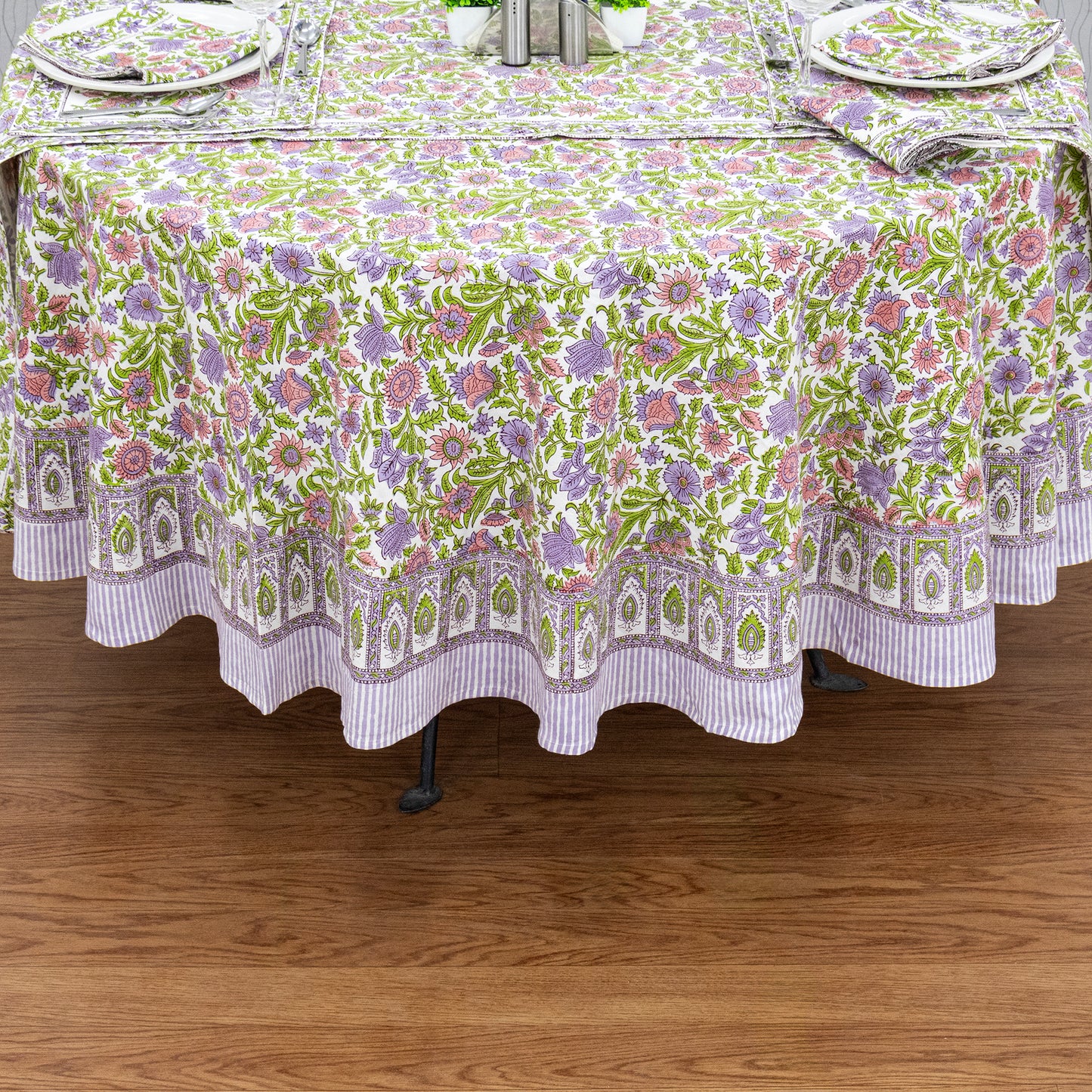 Handmade Block Printed Cotton Round Tablecloth - My Store