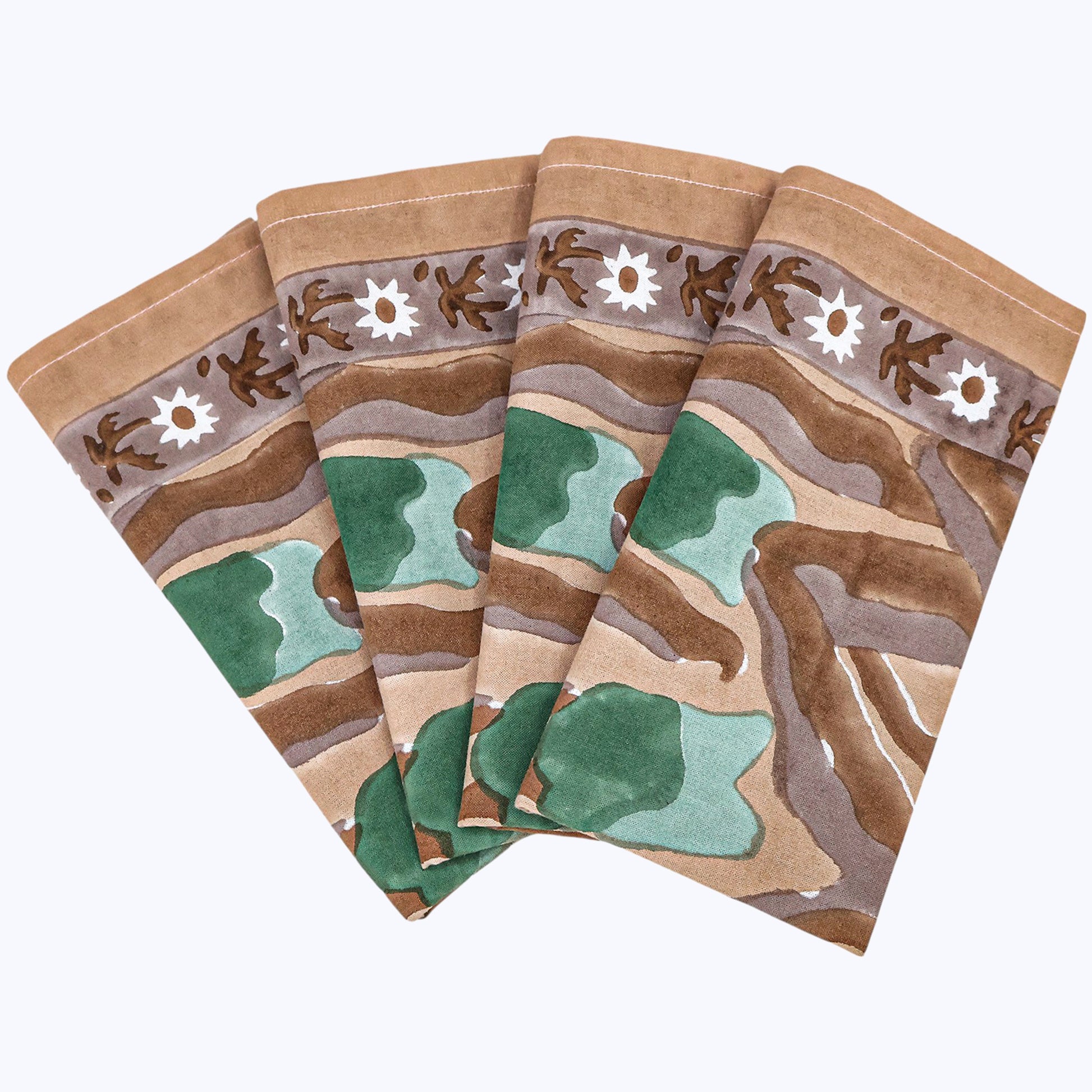 Handmade Block Printed Cotton Napkins Set Of 4 - My Store