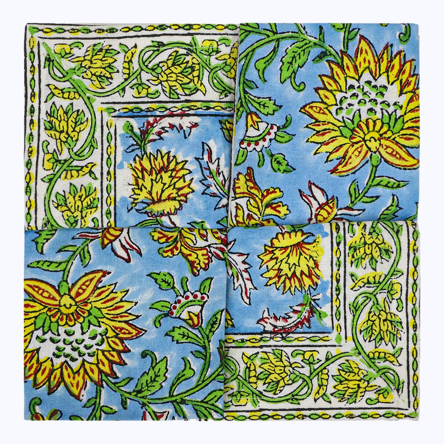 Cotton Hand Block Printed Napkins Set Of 4 - My Store
