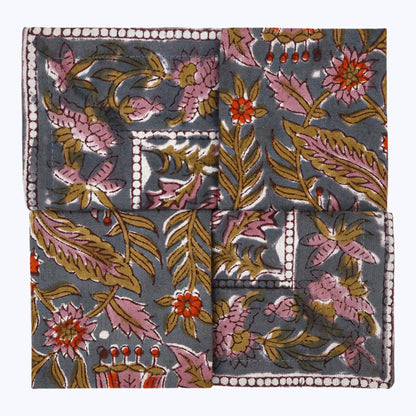 Brown and Red Handmade Block Printed Cotton Napkins Set Of 4 - My Store