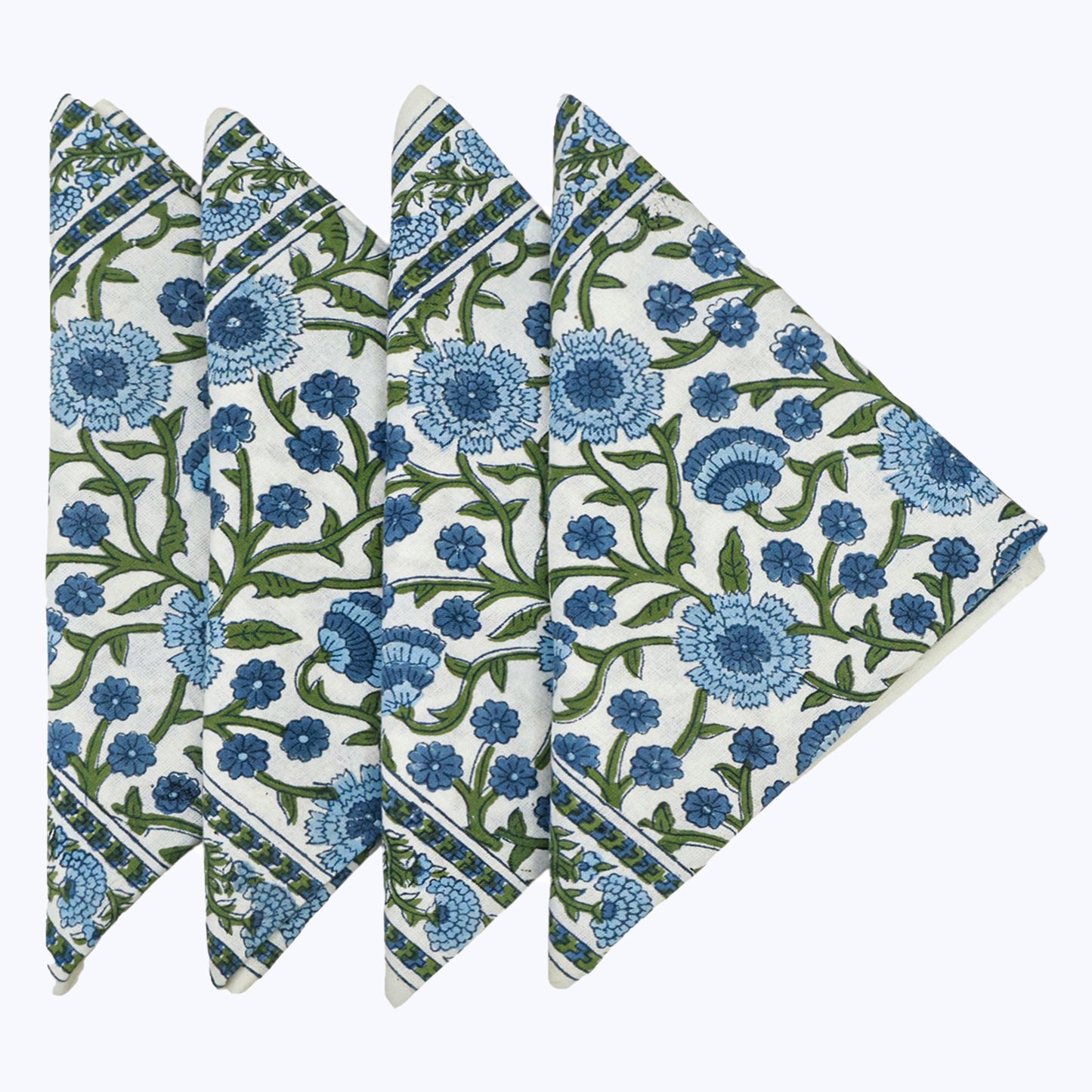 Indian Handmade Block Printed Cotton Napkins Set Of 4 - My Store