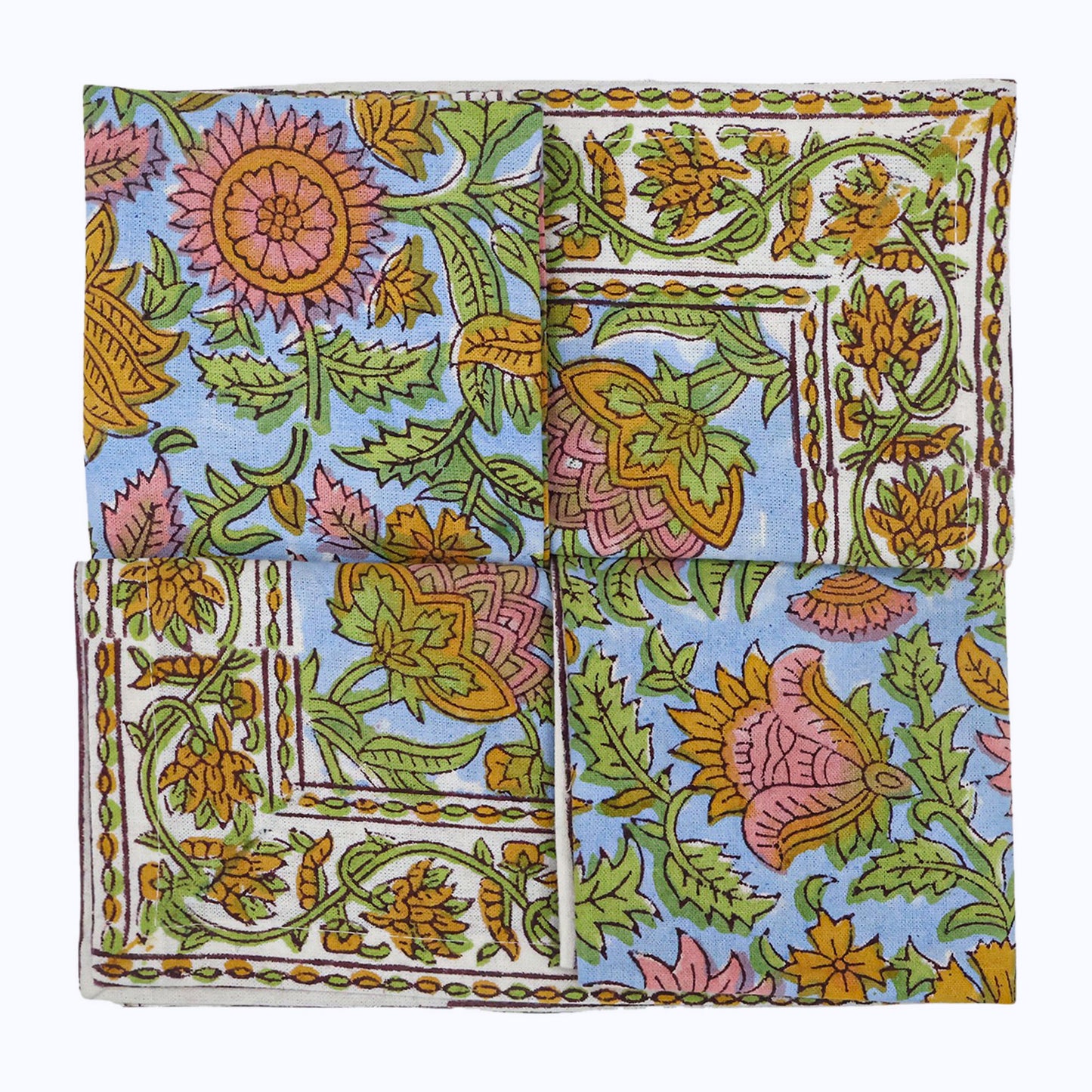 Indian Handmade Block Printed Cotton Napkins Set Of 4 - My Store